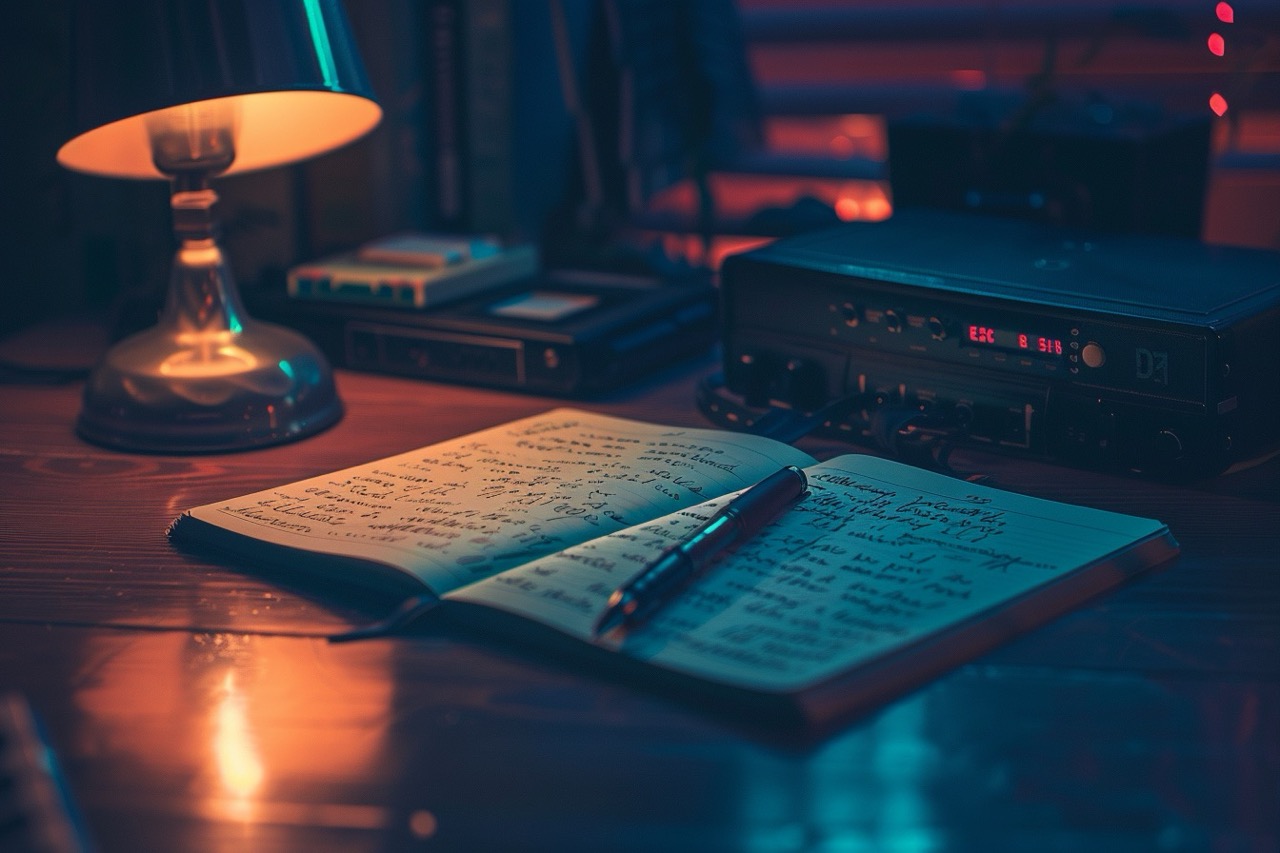 Handwritten song lyrics in a notebook, early Arctic Monkeys songwriting mood